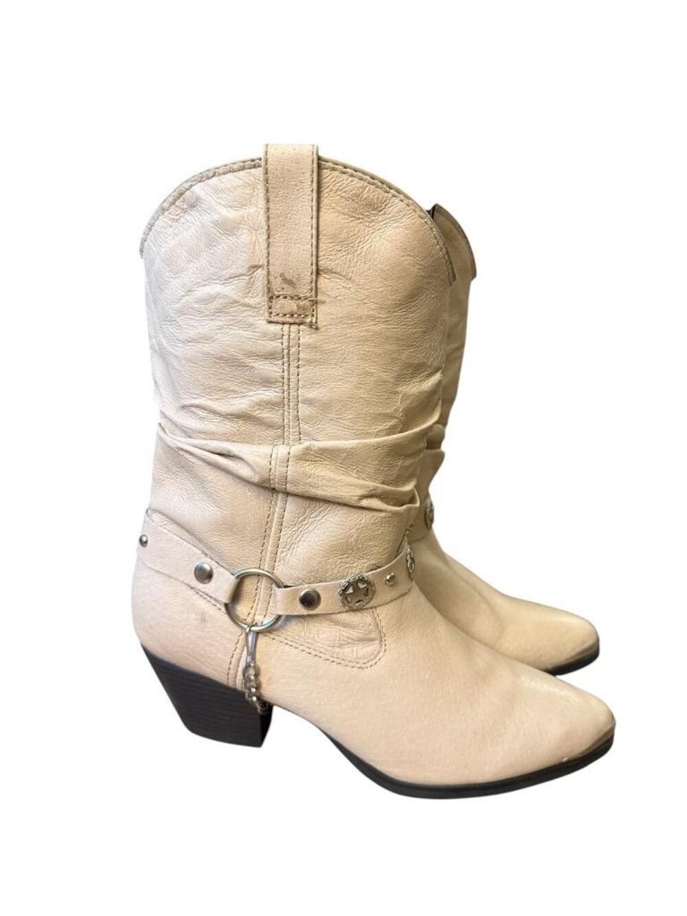 Dingo Olivia Harness Slouch Cowboy Boot Leather Women size 8